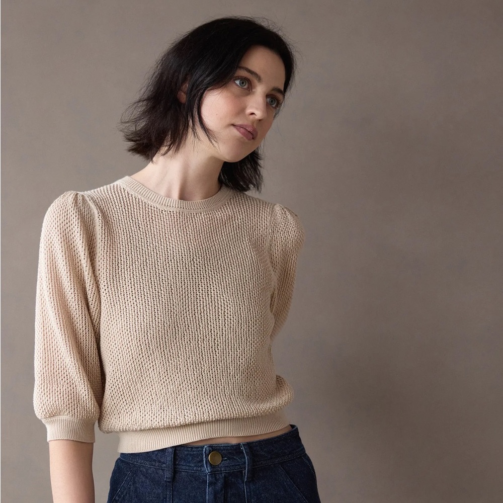 NWT Soor Ploom womens Mimi Knit Top, Milk sz S